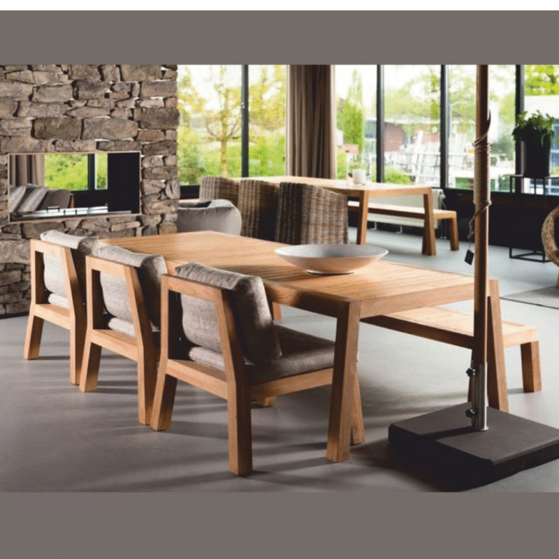 3 sandalyeli Banklı Ahşap Bahçe Masası Takımı (EFES)